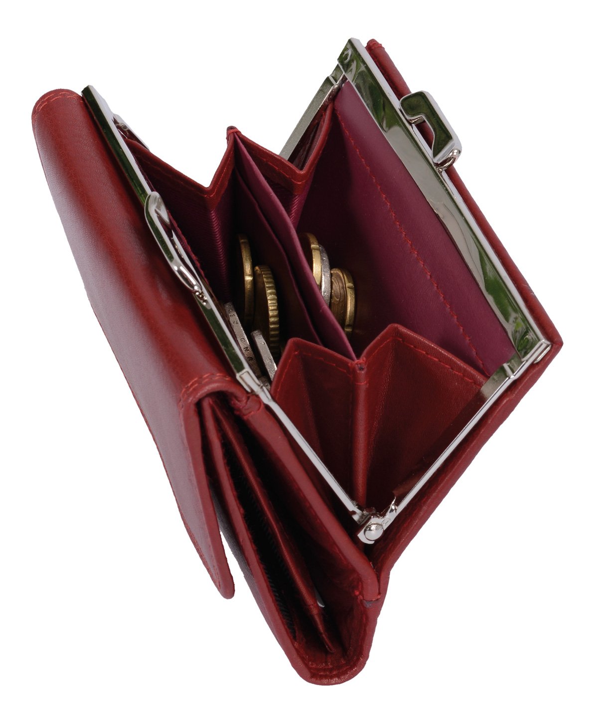 Damenknipsbörse LEMONDO in Echt-Leder, cherry, 10x12cm