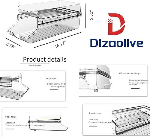 Miniatura 7 de Organizadores de despensa y juegos de almacenamiento, organizador de latas de soda para refrigerador de dos niveles apilables, incluye 2 soportes