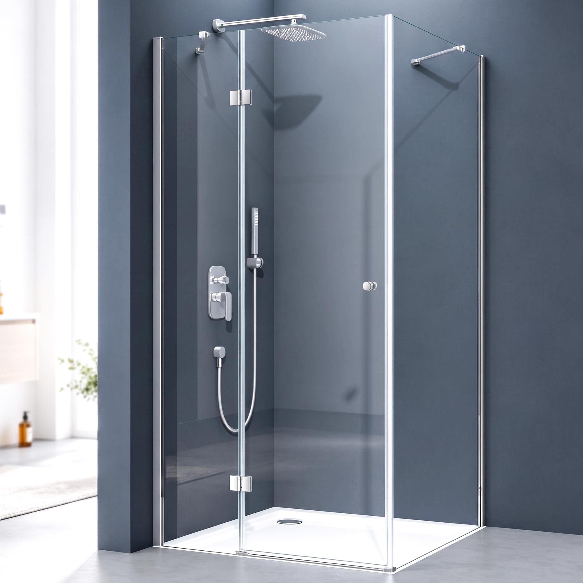 doporro Box Doccia Angolare 75x80x190 cm con Porta a Battente Reversibile