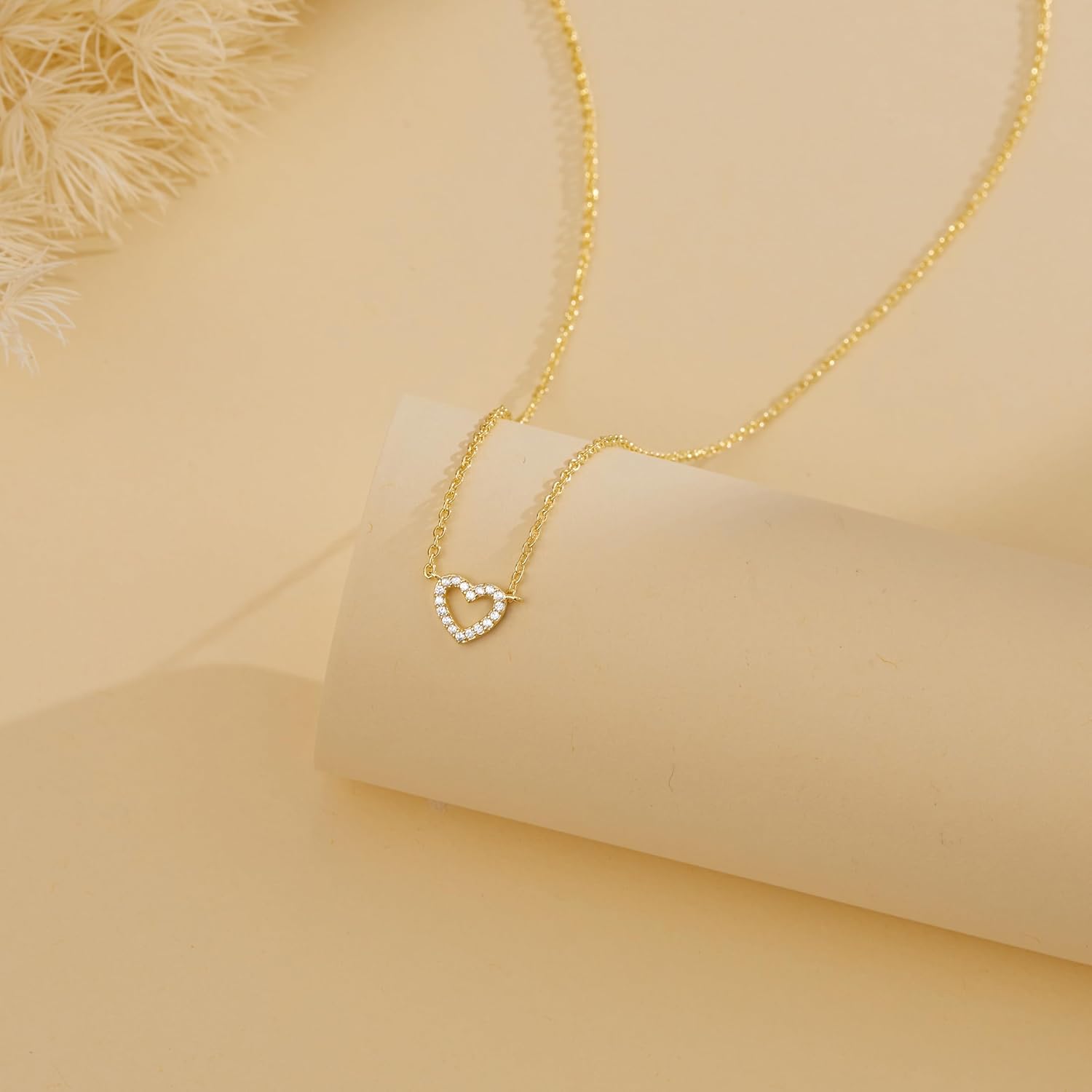 Inerney Heart Necklace for Women,Dainty 14K Gold/Silver Plated Love Pendant, Cute Tiny Heart Choker, Simple Gold Chain Jewelry Gift for Her - Image 4