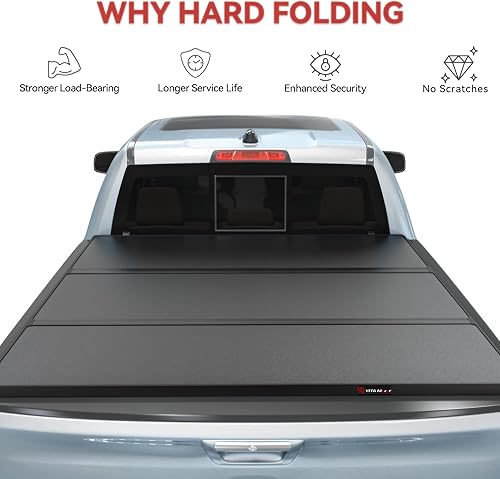 Miniatura 8 de YITAMOTOR FRP - Cubierta rígida de triple pliegue para caja de camioneta Ford F150 F-150 2015-2025 5.5 pies
