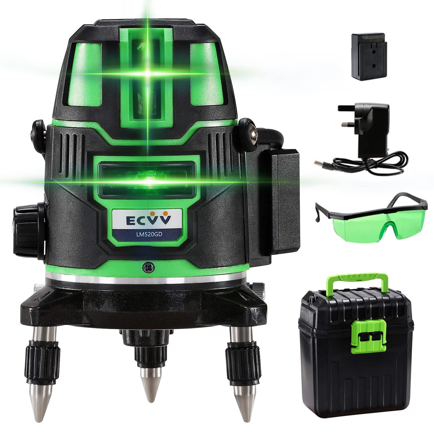 Ecvv 2 Lines Green Light Professional Laser Level Cross Marking Meter Self-Leveling Horizontal Vertical Ruler Spirit | Lm520Gd