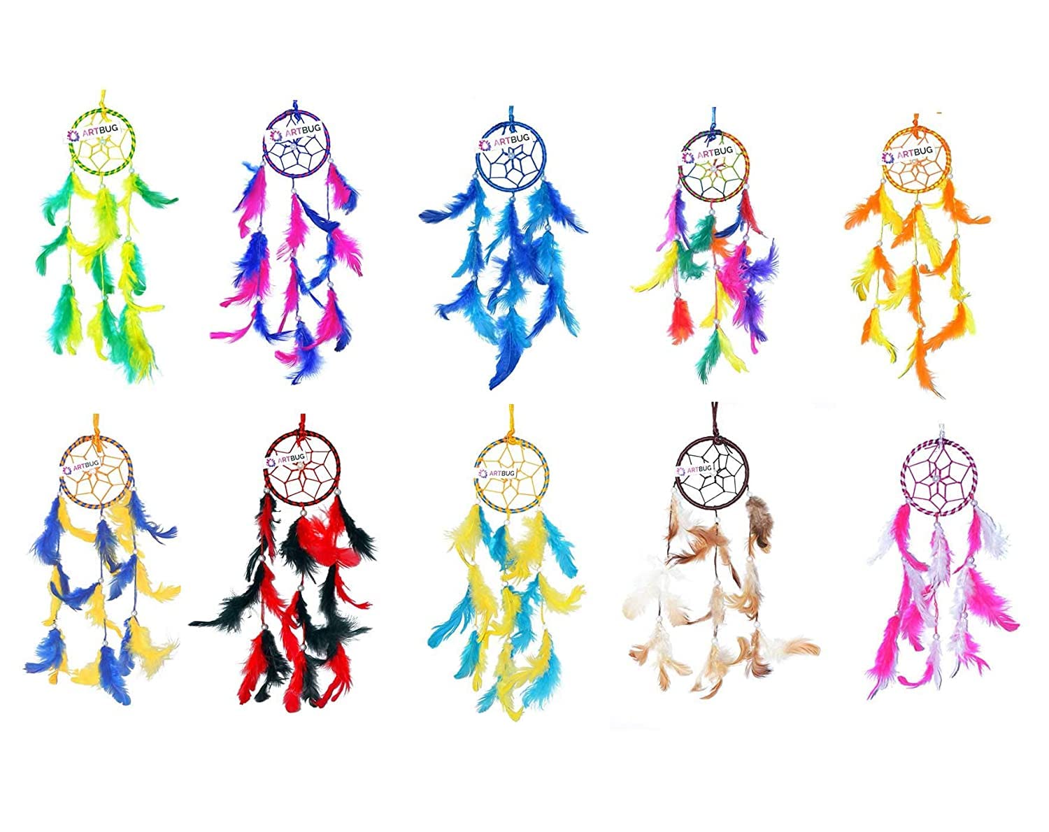 ARTBUG Dream Catcher Small Dream Catchers Combo for Cars (Car Hanging Decorative Showpiece) / Rooms (Pack of 10) - for Positive Energy and Protection-image-9
