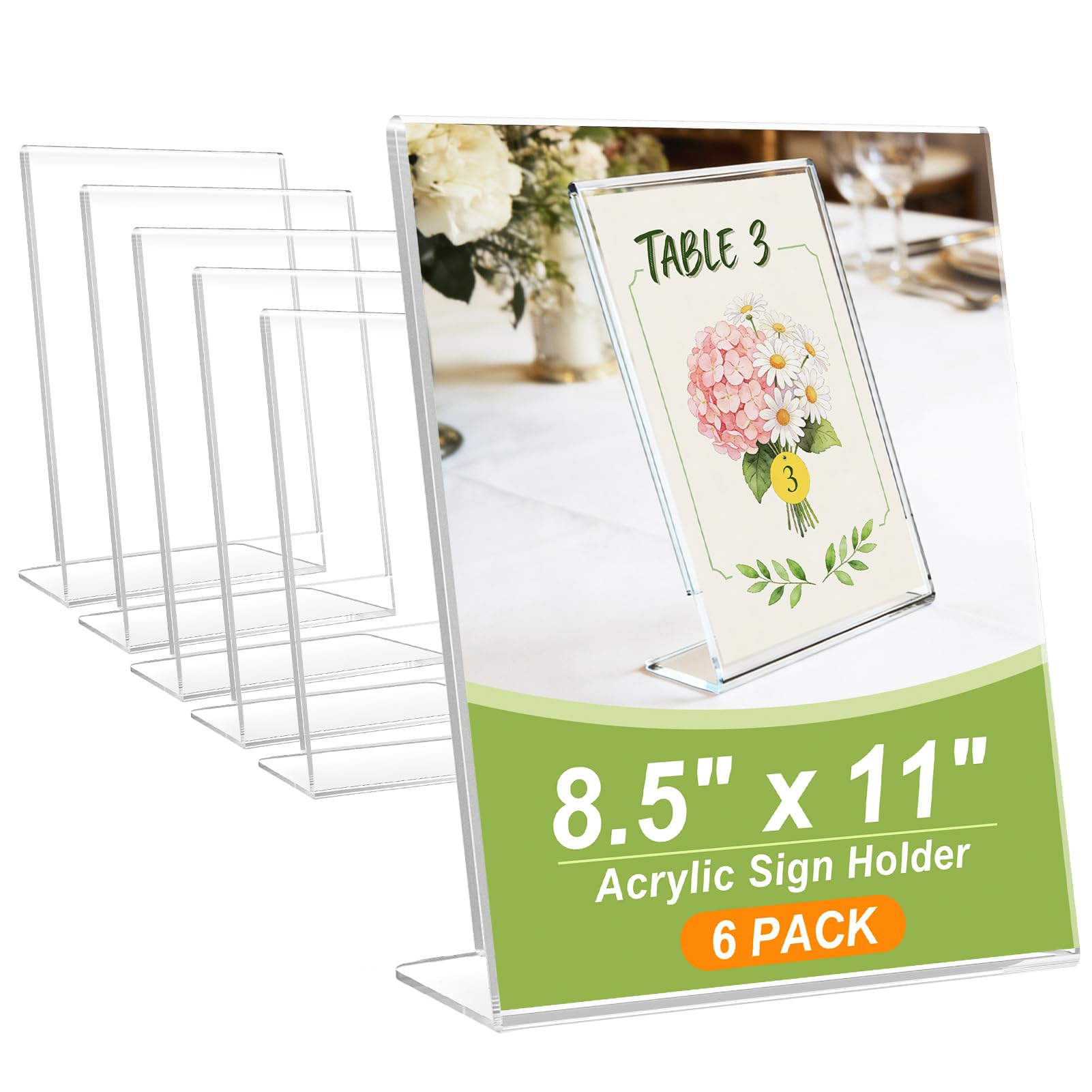 6 Pack Acrylic Sign Stand Holders 8 5 x 11 Clear Plastic L Shape Table Paper Display Stand