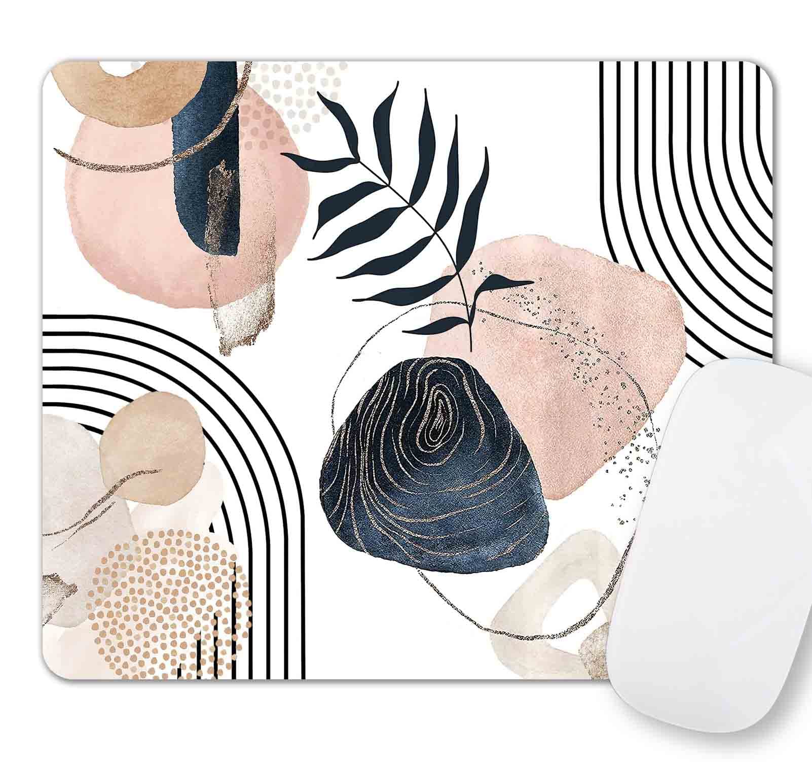 Floral Mouse Pad, Square Personalized Premium Texture Custom Computer Cute Mouse Pad Design, Women Mousepad with Washable Cloth Non-Slip Rubber Base for Office, Aesthetic Boho