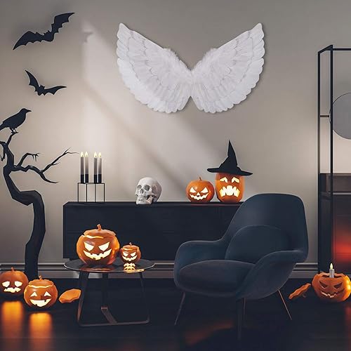 Miniatura 6 de Alas de ángel para disfraz de ángel para niños, alas de plumas de ángel, blanco, para adultos, Halloween, Navidad