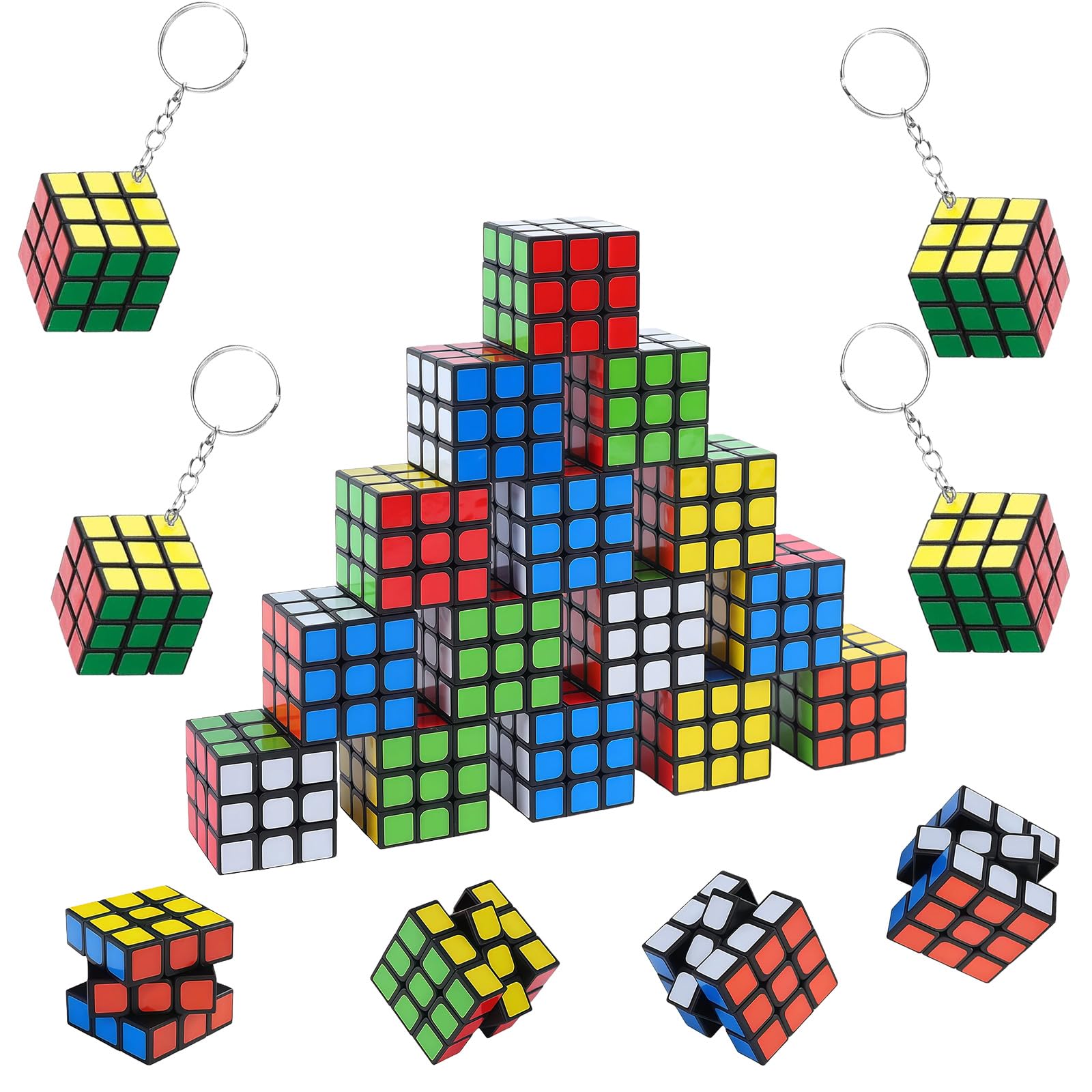 Mini Magic Cube Set, 3 x 3 x 3 cm Speed Cube Party Bag Magic Cube Party Bag Birthday Party Favours Small Magic Cube for Children and Adults Travel Games Christmas Gifts Pack of 20