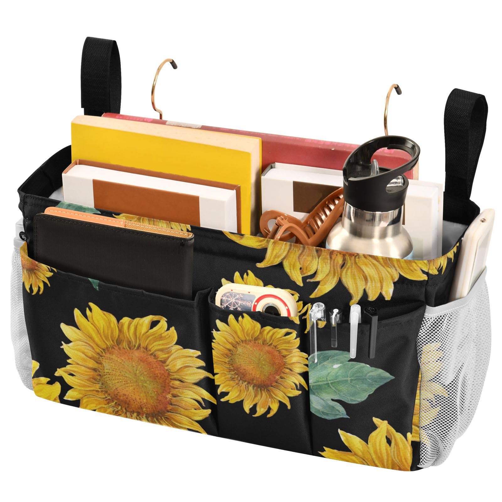 FRODOTGV Watercolor Painting Yellow Flower Sunflower Caddy For Bedside Side Bed Organizer Hanging Pocket Bag for Home, Dorm, Bunk
