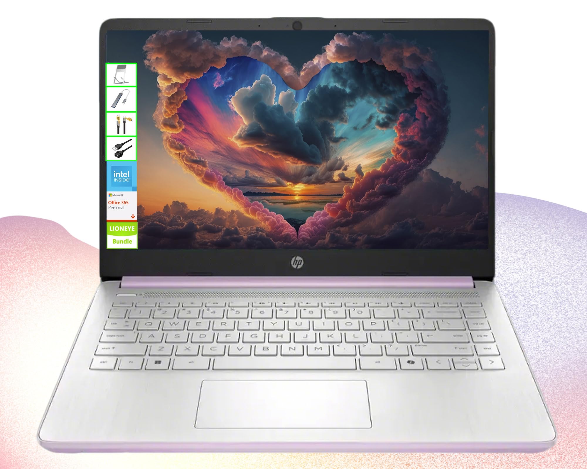 HP Laptop with Microsoft Office and 1TB Cloud Storage (1-Year) | 14 inch HD Computer | 16GB RAM | 128GB UFS | Intel 4-Core CPU(Beat i3-10110U) |