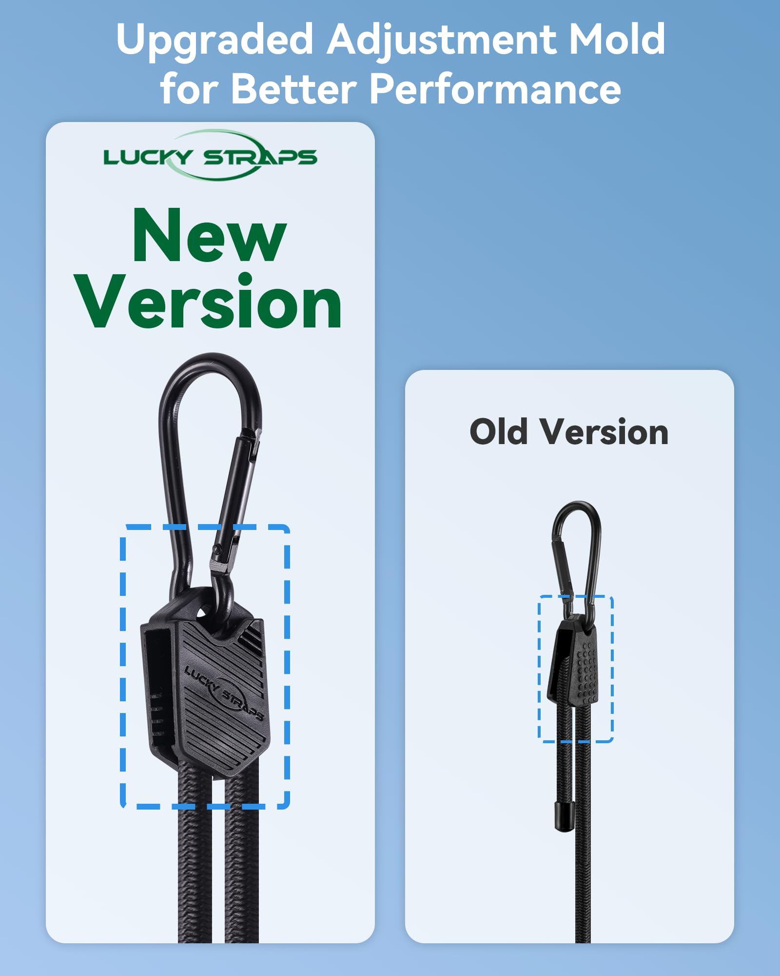 Verstellbare Karabiner-Spanngurte, verschiedene Größen mit Haken, einfach zu verstellen, schwarze Bungee-Gurte mit verbessertem Design und hervorragender Elastizität für Fracht, Gepäck, etc