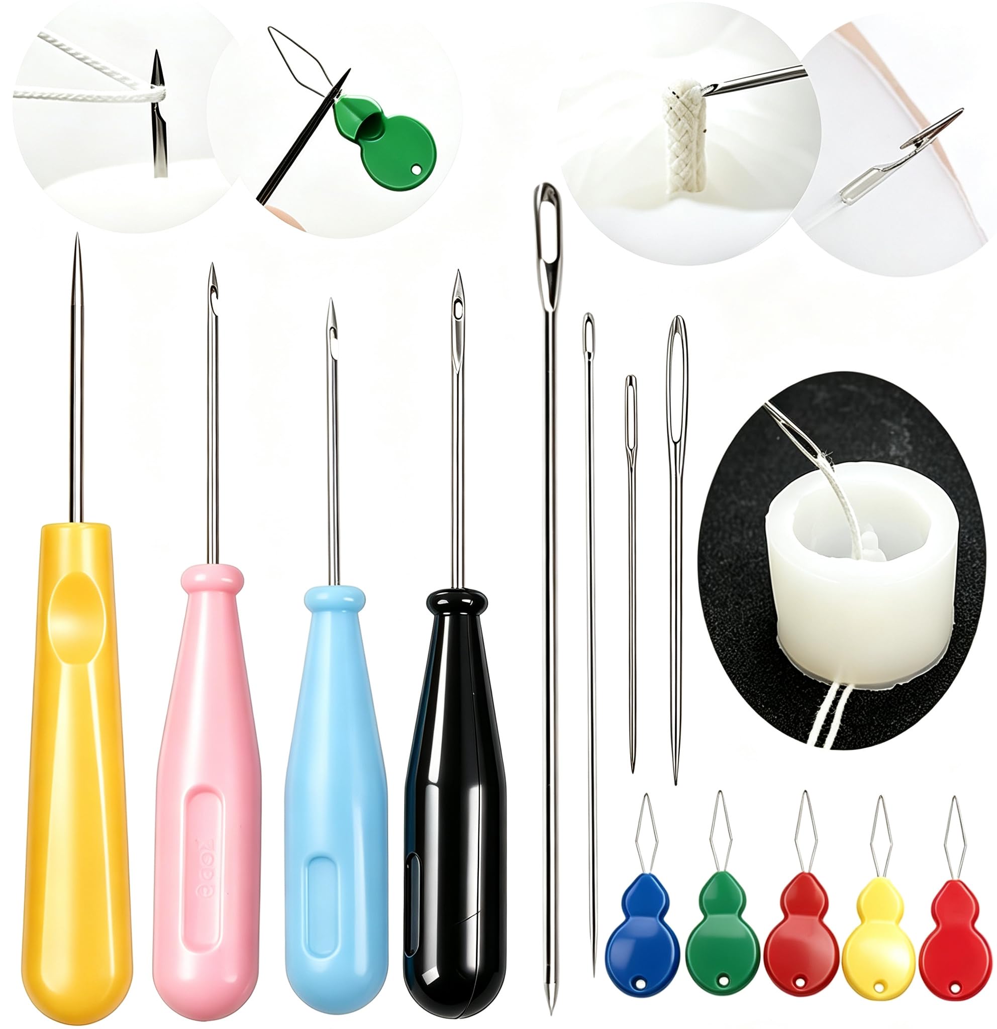 TYMKLMZG 13 PCS Candle Wick Needle Kit with Hook &amp; Eye Threader