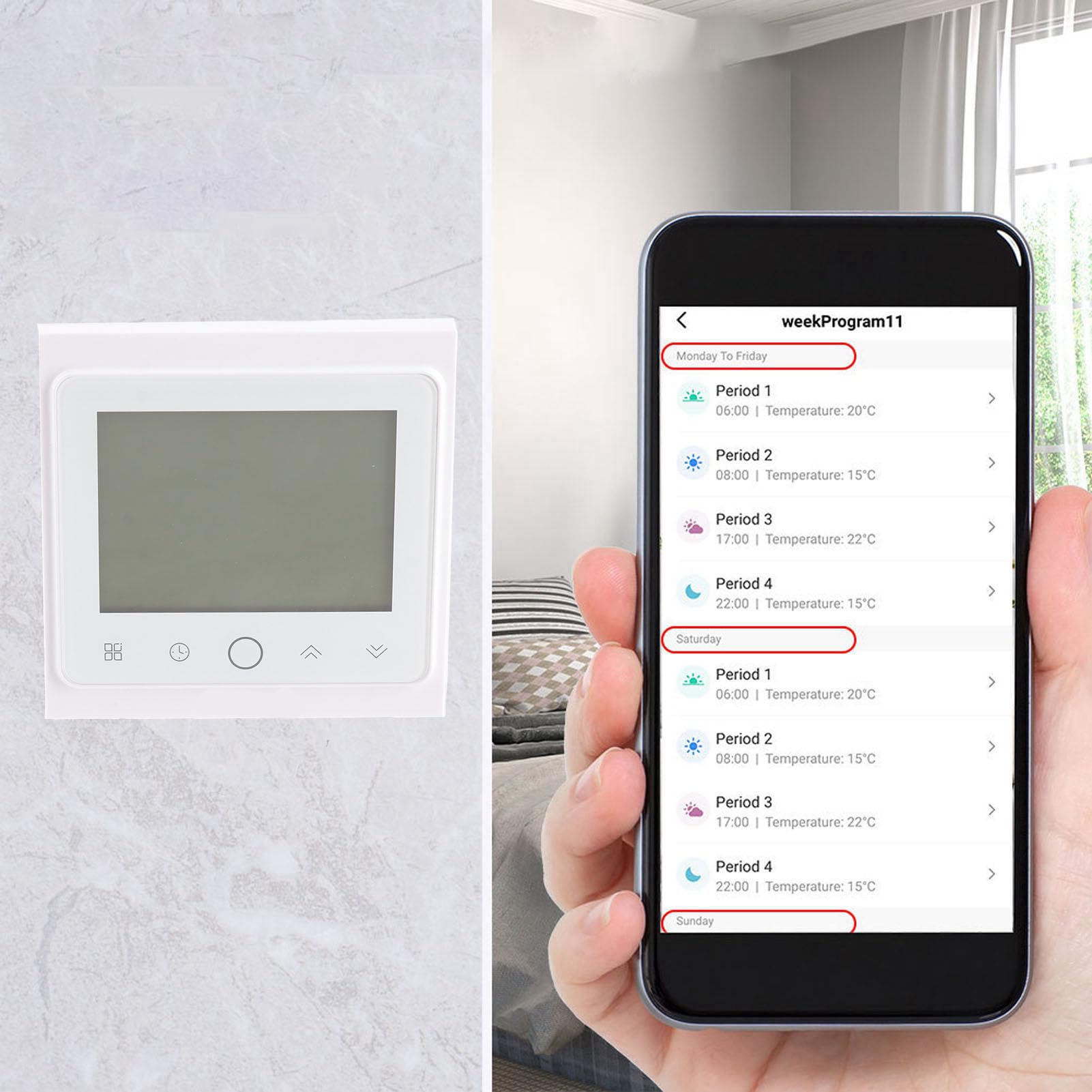 Inteligentny termostat Zigbee Bezprzewodowa aplikacja Sterowanie głosem Kontroler temperatury dla Home Office Hotel White
