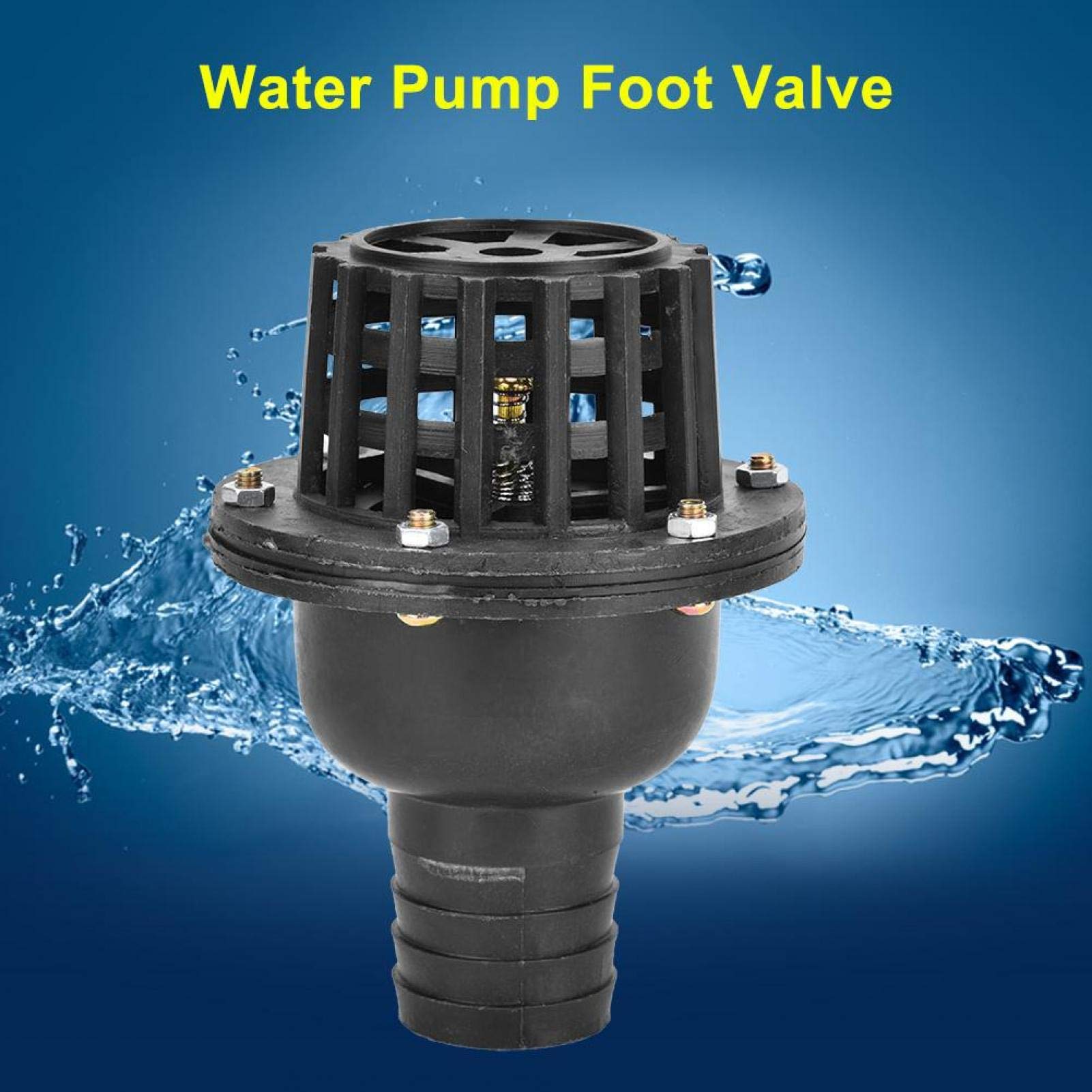 Flat Valve, Water Pump Foot Valve, Multifunction Black PVC Low Pressure Check Valve for Fluid Machine (2in) Foot Check Valve