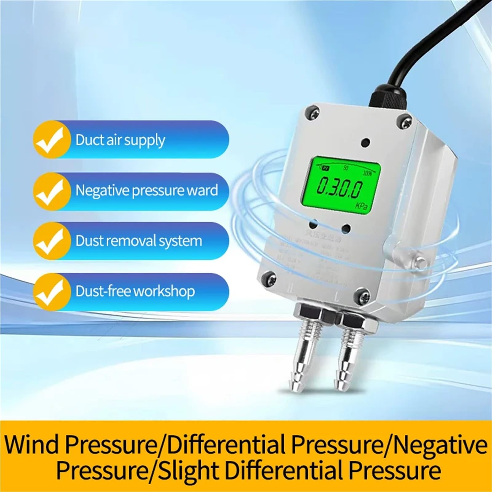 Mini transductor de presión diferencial, sensor transmisor aire y viento Alta precisión(0-1KPa)