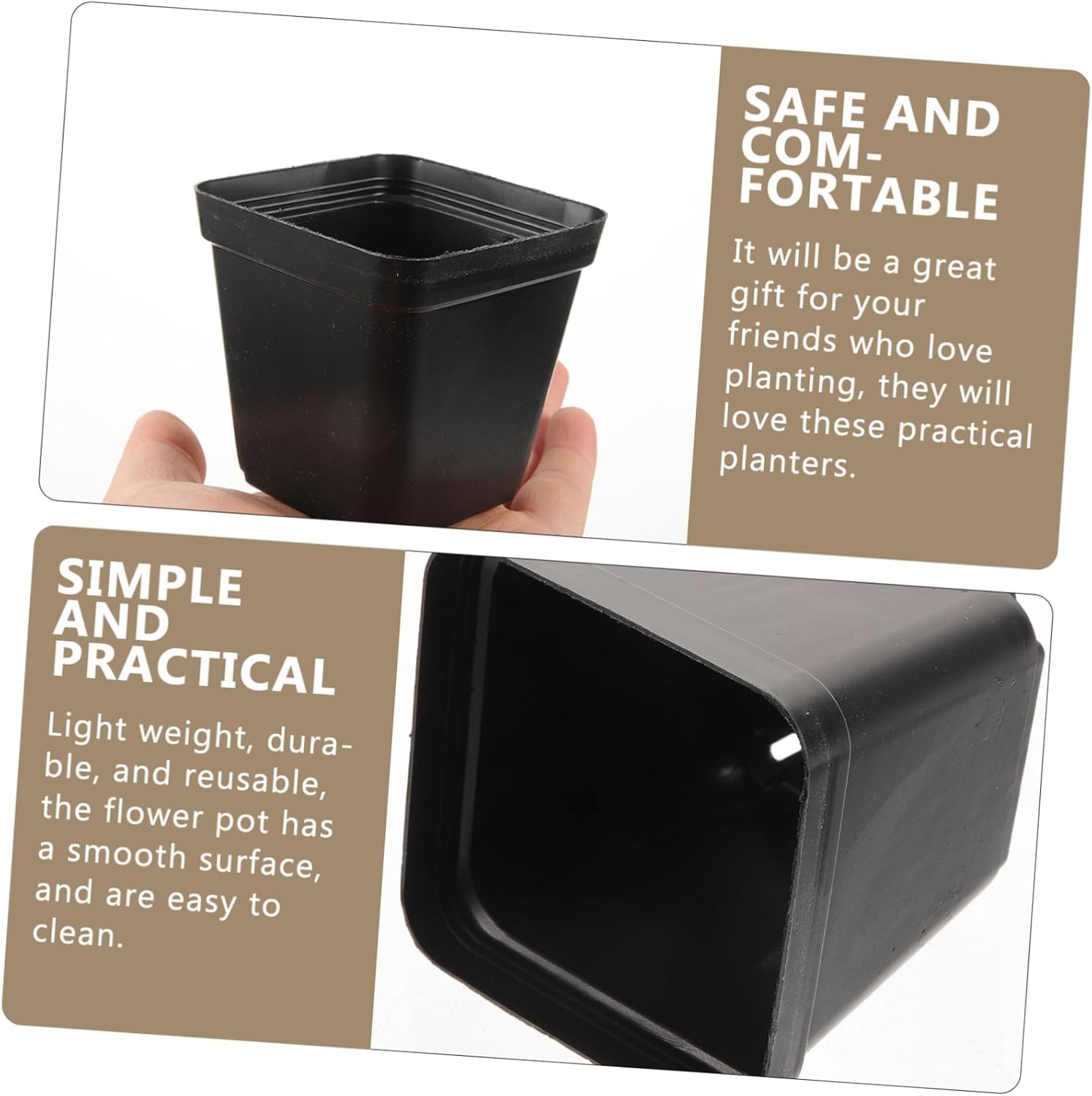 120Pcs Square Plastic Seedling Pots with Drainage Holes Lightweight Nursery Planters for Succulent Flower Planting for Outdoor and Indoor Gardening