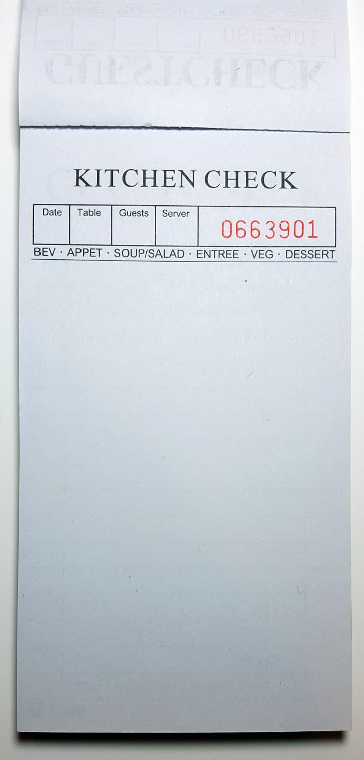 Restaurant Carbon Copy Guest Check G138 Two-Part Interleaving Carbon, Green, 6-3/4" Length x 3-1/2" Width, Qty: 500 (Poly of 10 Books, 50 Sheets Per Book)