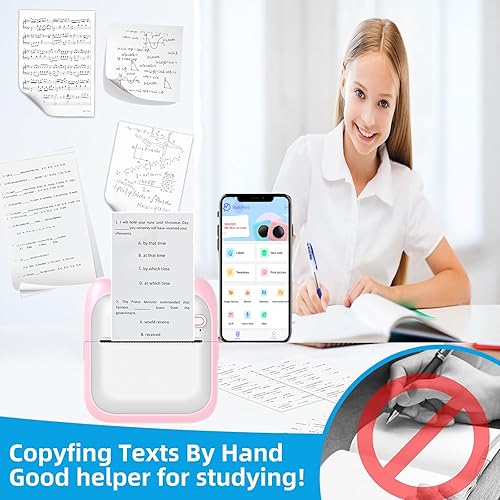Miniatura 4 de Mini impresora térmica adhesiva, impresora de bolsillo sin tinta Bluetooth compatible con iOS y Android, impresora de recibos portátil para notas