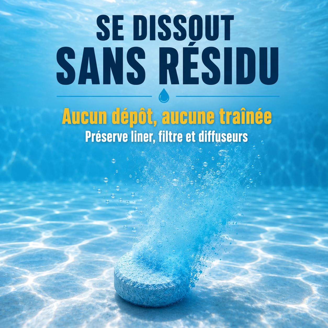 GiDeli Mini Galets de Chlore Piscine Multifonction 10kg - Tablettes Longue Durée 4-en-1 - Anti-Algues, Stabilisé UV, Floculation - Petites Piscines Hors-Sol, Tubulaires et Gonflables
