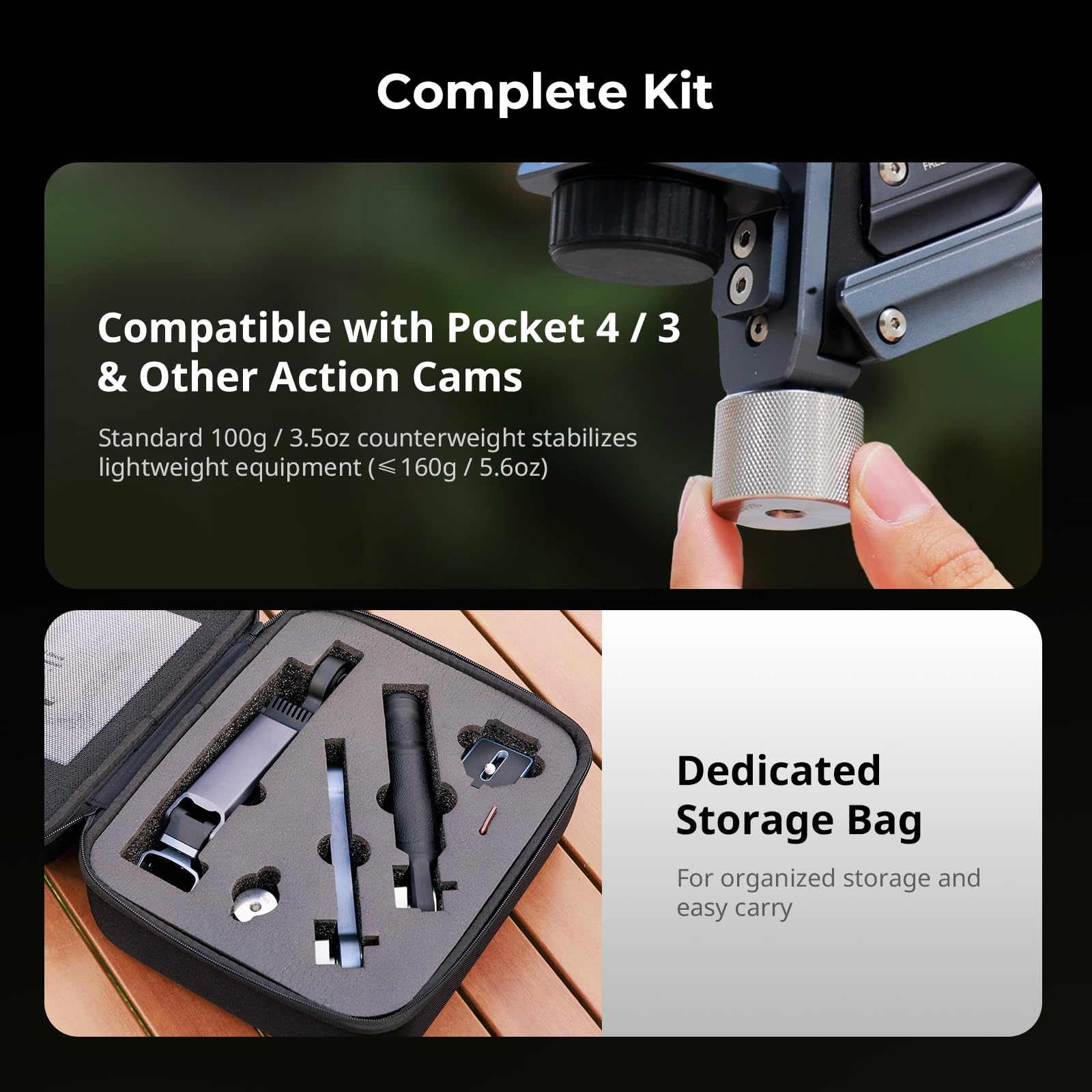 SMALLRIG Braccio ammortizzatore portatile con sistema di smorzamento a molla e idraulico, accessorio per action camera per DJI Osmo Pocket 3/4, per GoPro HERO13 per Insta360 X5/4/3-5508