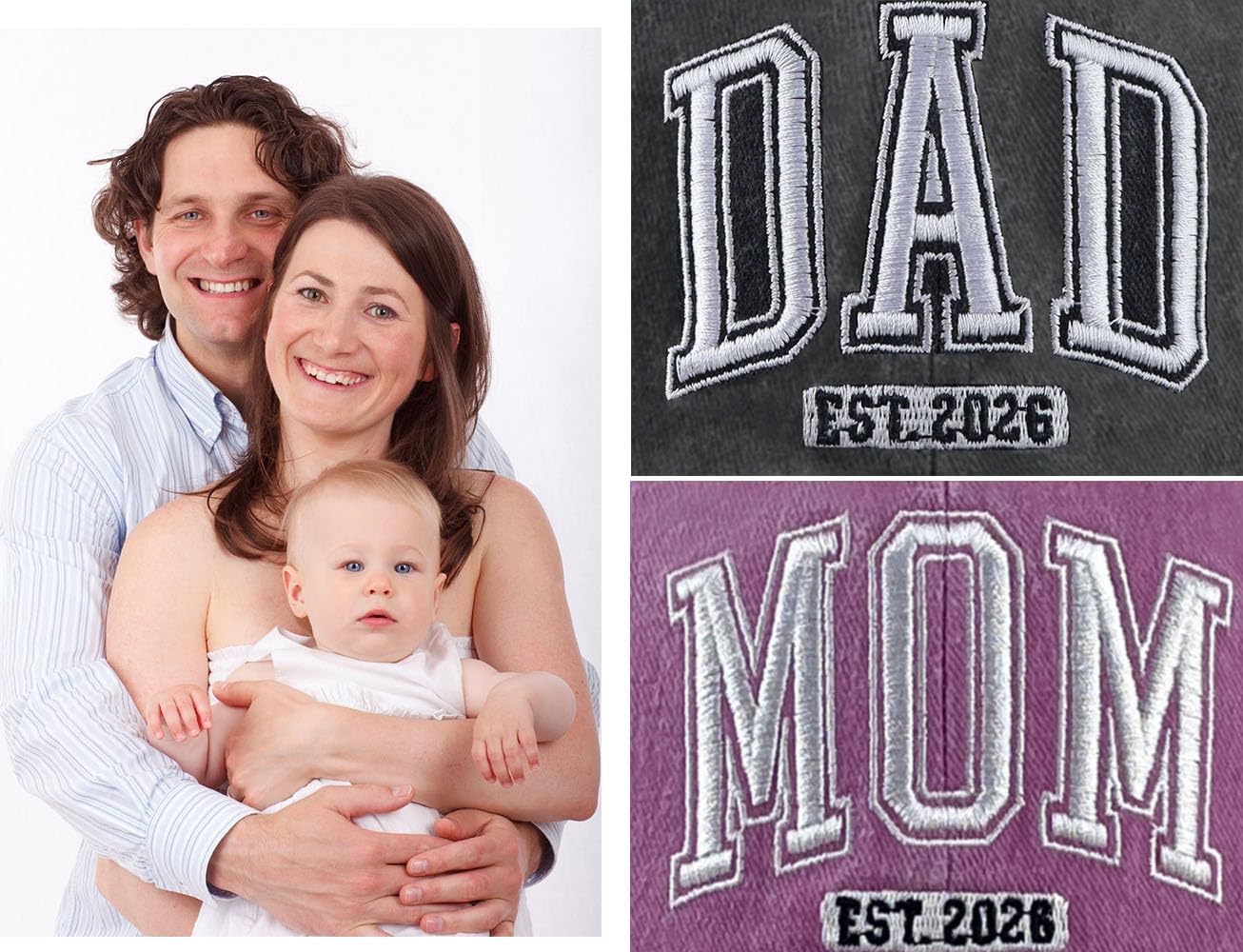 Tbstlumd 2 PCS Dad and Mom Hats for Men Women, Funny Adjustable Embroidered Cotton 2026 Parents Baseball Cap - Image 4