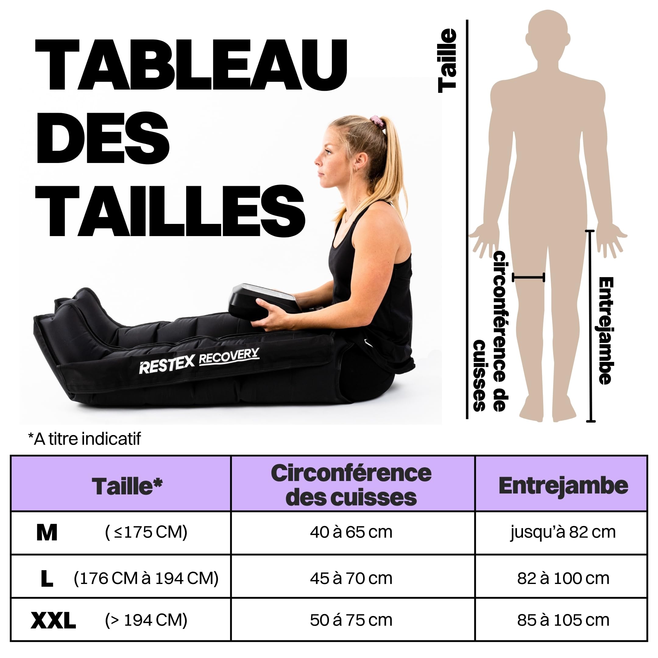 Bottes de Pressothérapie 6 Chambres - Appareil de Massage Drainage Lymphatique pour Jambes Lourdes Pieds, Récupération Sportive, Rétention d'Eau, Cellulite - Garantie 2 Ans (Taille M)