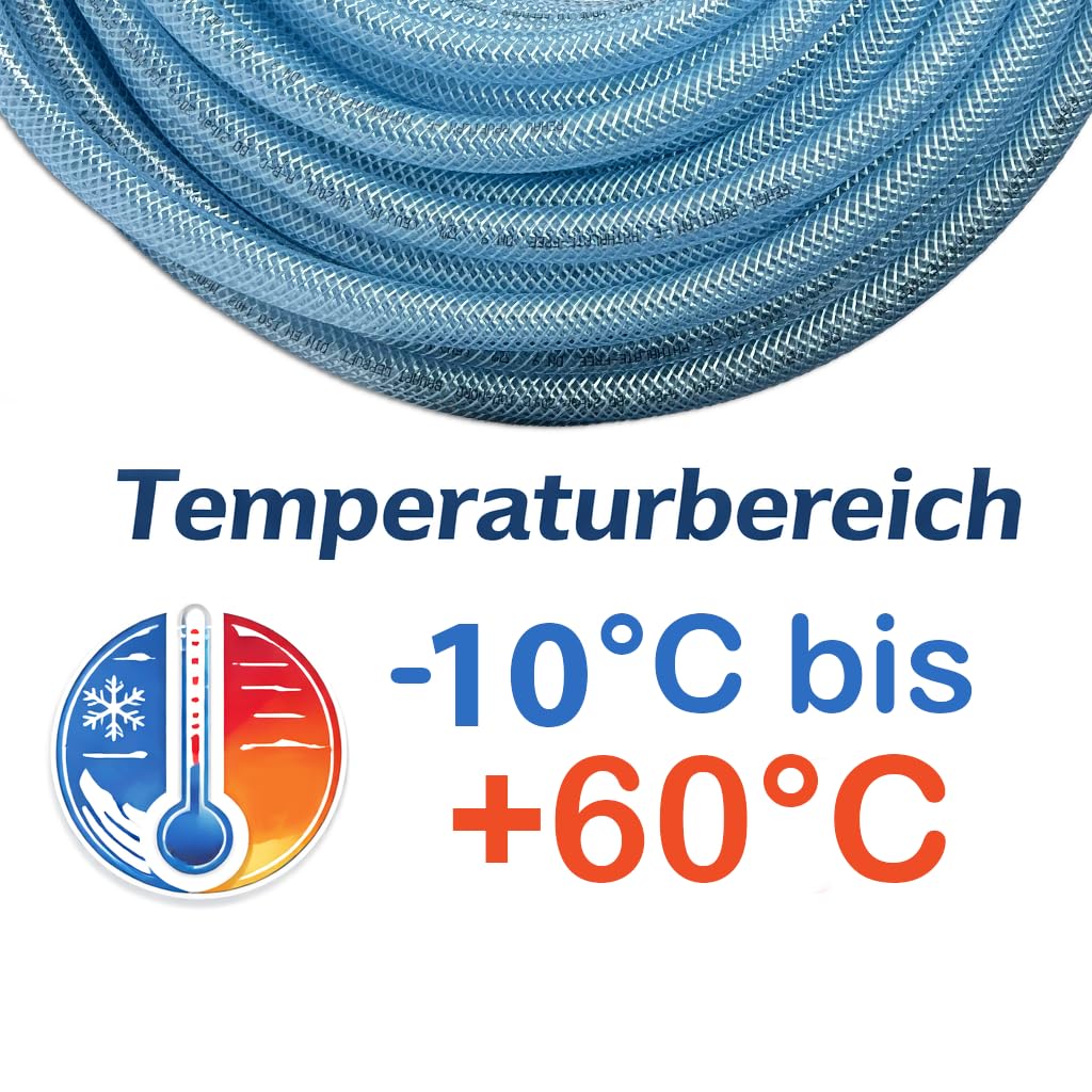 Tessuto in PVC Tubo 9 mm (ID) x 15 mm (ad) 25 m tubo aria compressa Tubo Trasparente