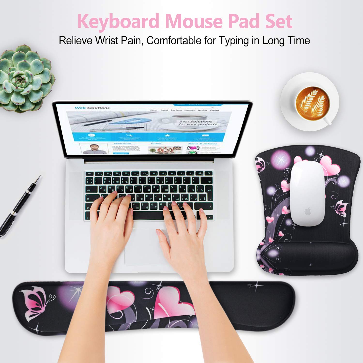 ToLuLu Keyboard Wrist Rest & Mouse Pad Set - Ergonomic Support -2
