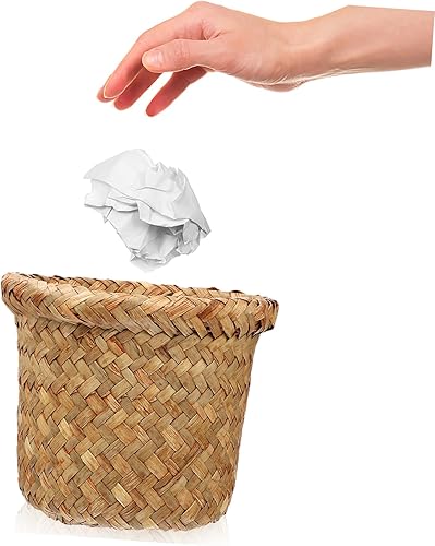 Miniatura 9 de Cesta de basura para almacenamiento de la habitación de los niños, cesta de basura tejida para el hogar, cubo de basura para el hogar, decoración de