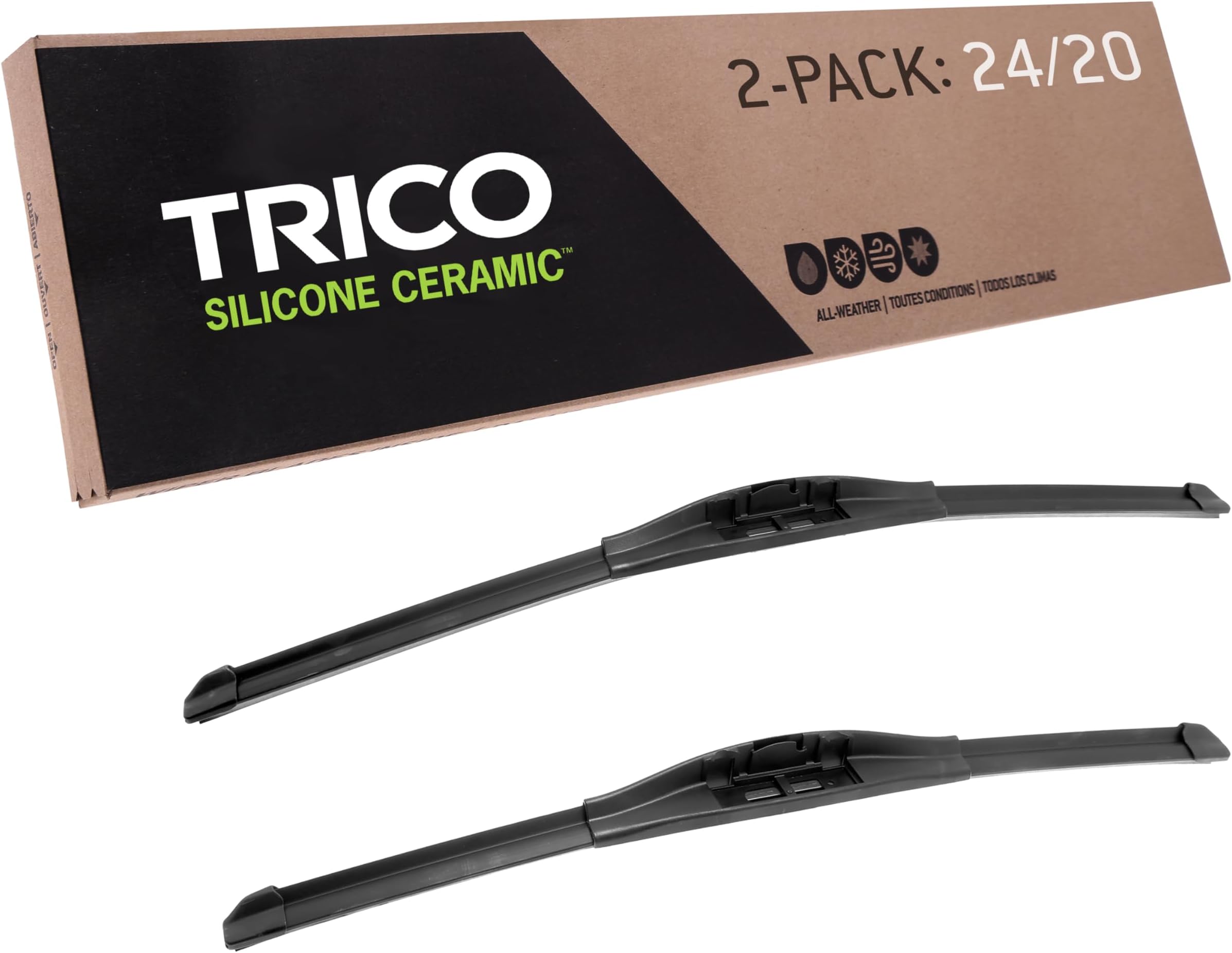 TRICO Silicone Ceramic™ (90-2420) 24 & 20 Inch Pack of 2 Automotive Replacement Windshield Wiper Blades For my Car, Ceramic Coated Silicone Super Premium Beam Blade for Select Vehicle Models