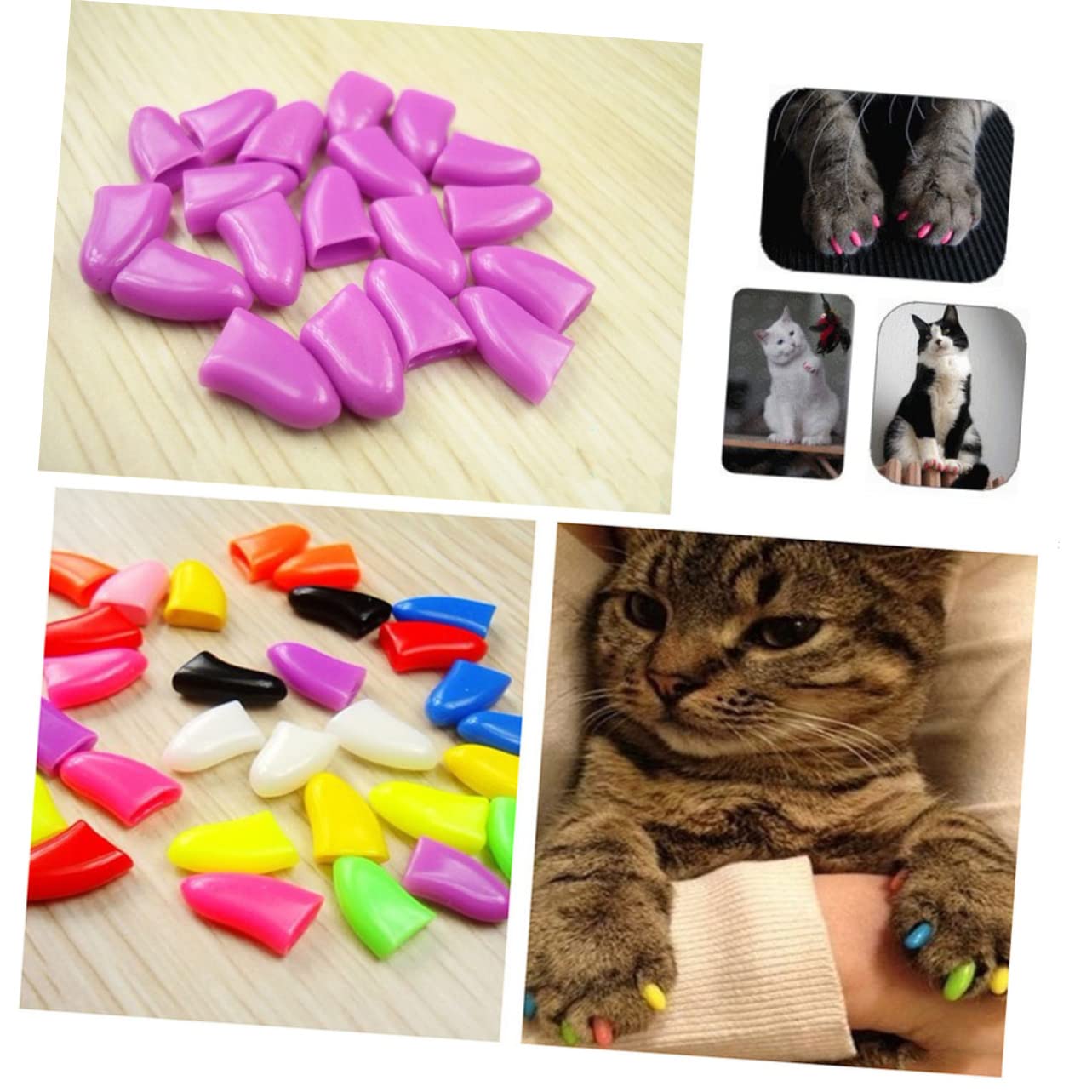 POPETPOP Ensembles De 420 Pièces Couvre-Ongles pour Animaux De Compagnie Couvre-Griffes Anti-Rayures Animaux Domestiques Anti-agrippement Couverture De Griffe De Chat Gel De Silice