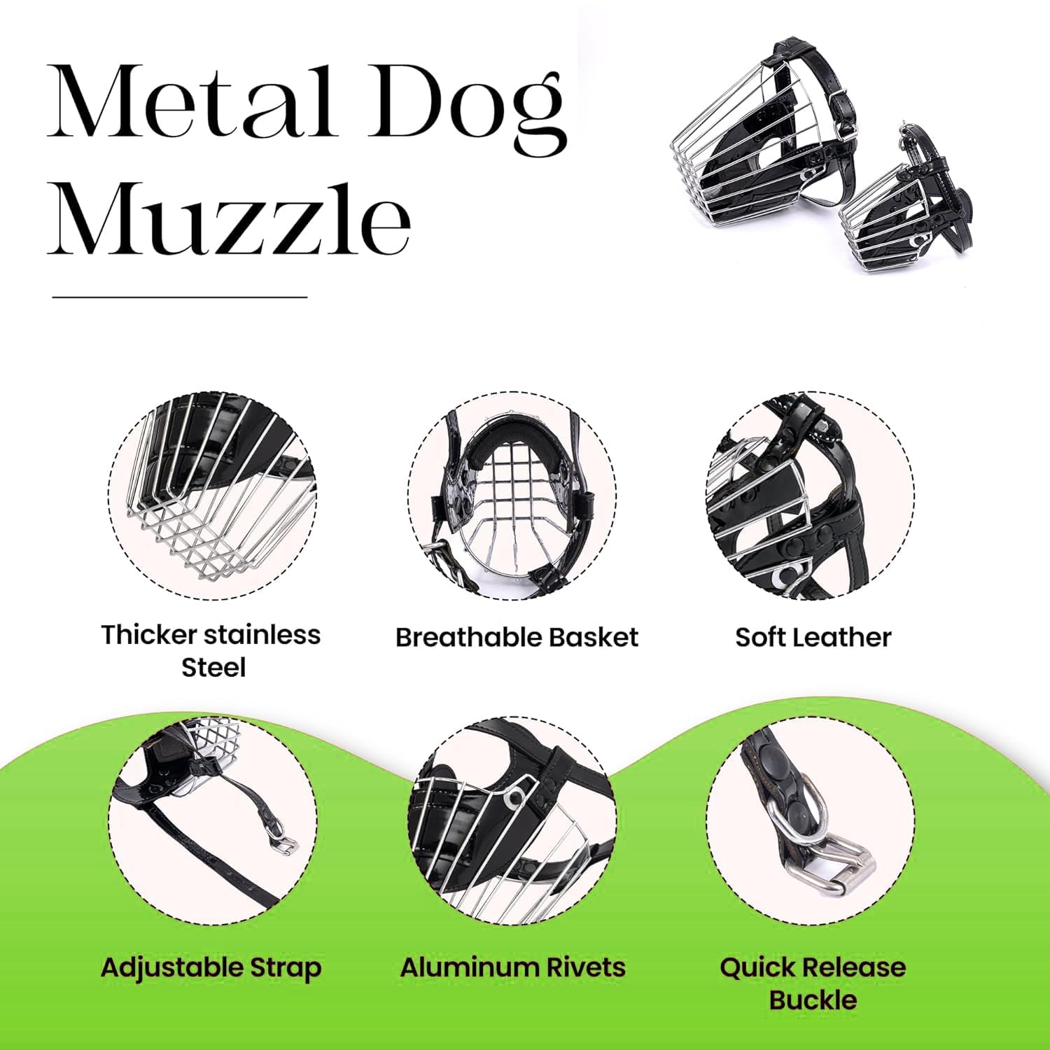 Pups&Pets Dog Metal Wire Mouth Cover | Safety Lightweight mask with Adjustable Strap | Durable Anti-bite Muzzle for Pets and Dogs (Small) 3