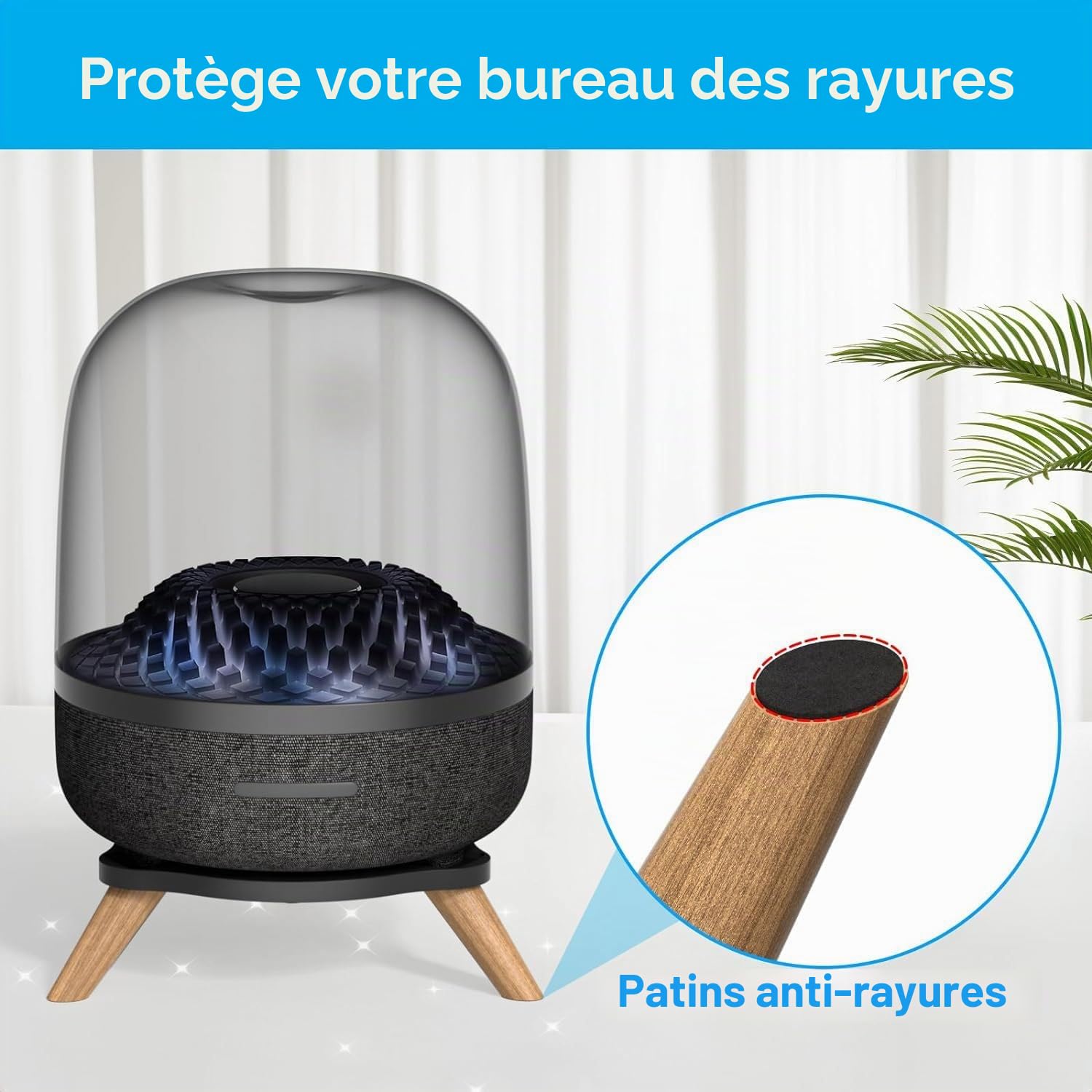 Acrylic Table Speaker Holder Suitable for Harman Kardon Aura Studio 3, Aura Studio 4, SoundSticks 4 Bluetooth Speakers (Black, JJ-9300-B-0) 1-PCS