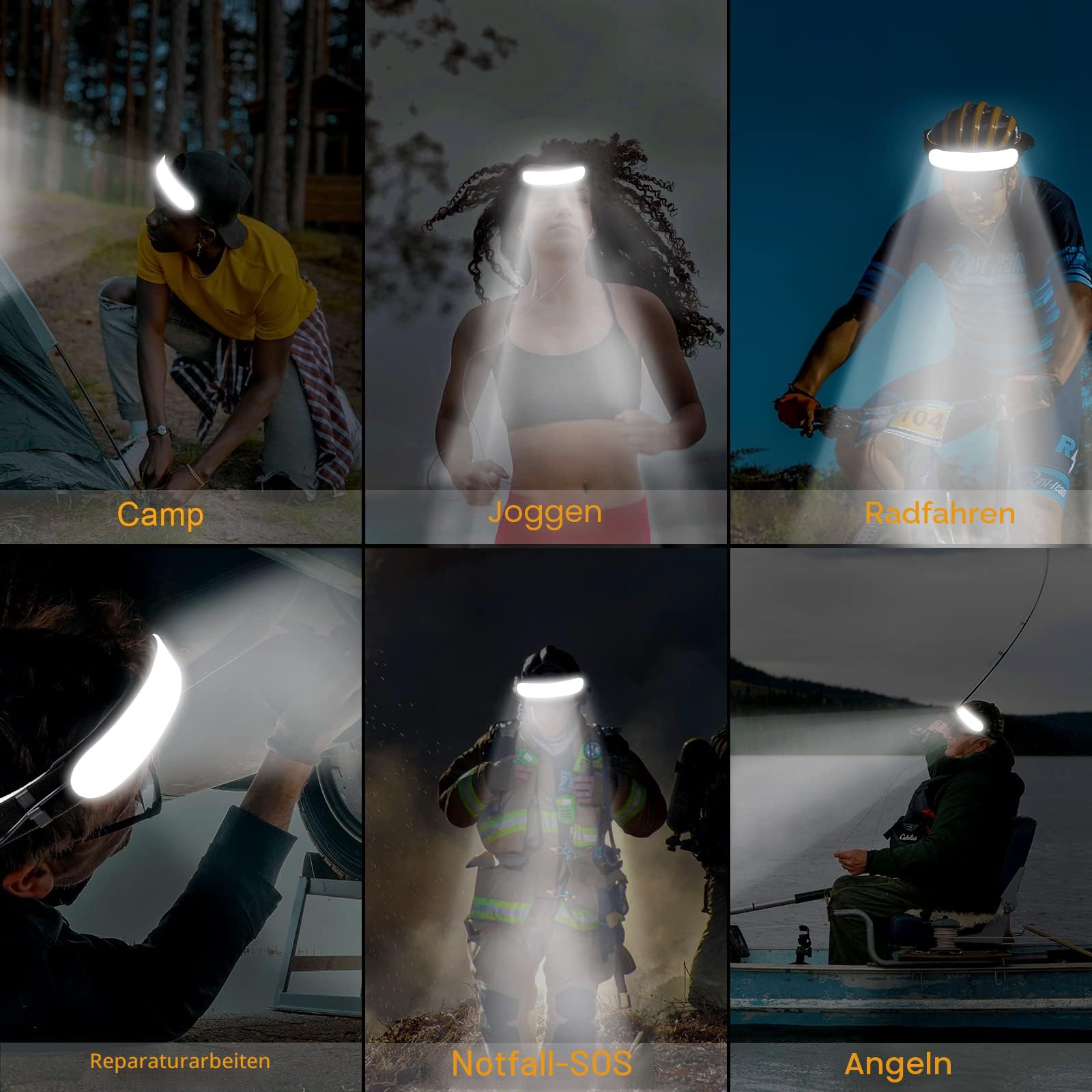 POKISEED LED-Stirnlampe Ultra Leistungsstark 1500 LM, USB-C Wiederaufladbare Stirnlampe 5000 mAh, Breiter Lichtstrahl 230°, 3 Modi, Wasserdicht IPX6, Clips für Helm – Laufen, Camping, Angeln und