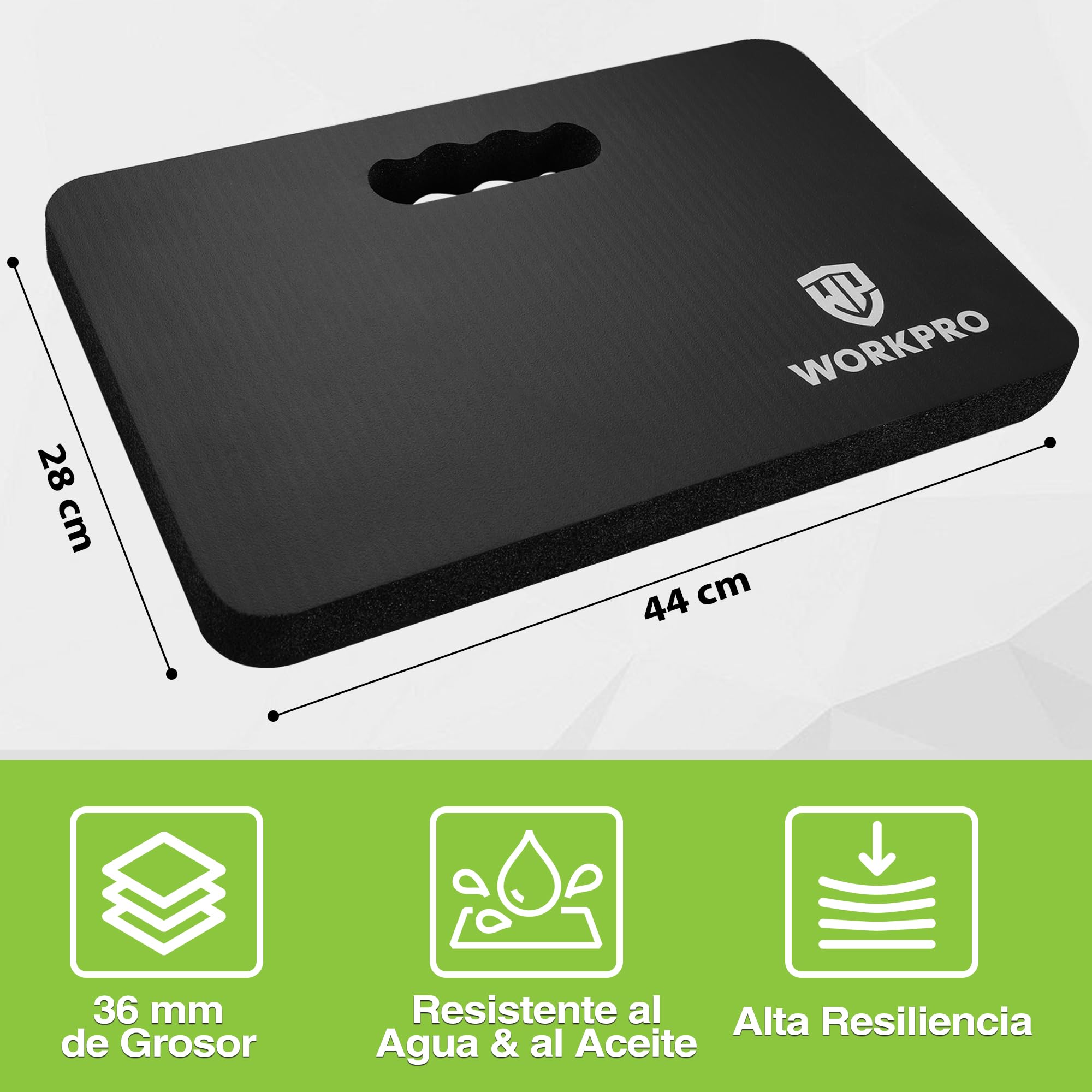 WORKPRO Almohadilla Gruesa para Rodillas 2 Piezas, 28 x 44 x 3,6 cm Colchoneta para Limpieza, Reparaciones, Hacer Ejercicio, Rezar y Yoga, Rodilleras para Jardinería y Trabajo al Aire Libre
