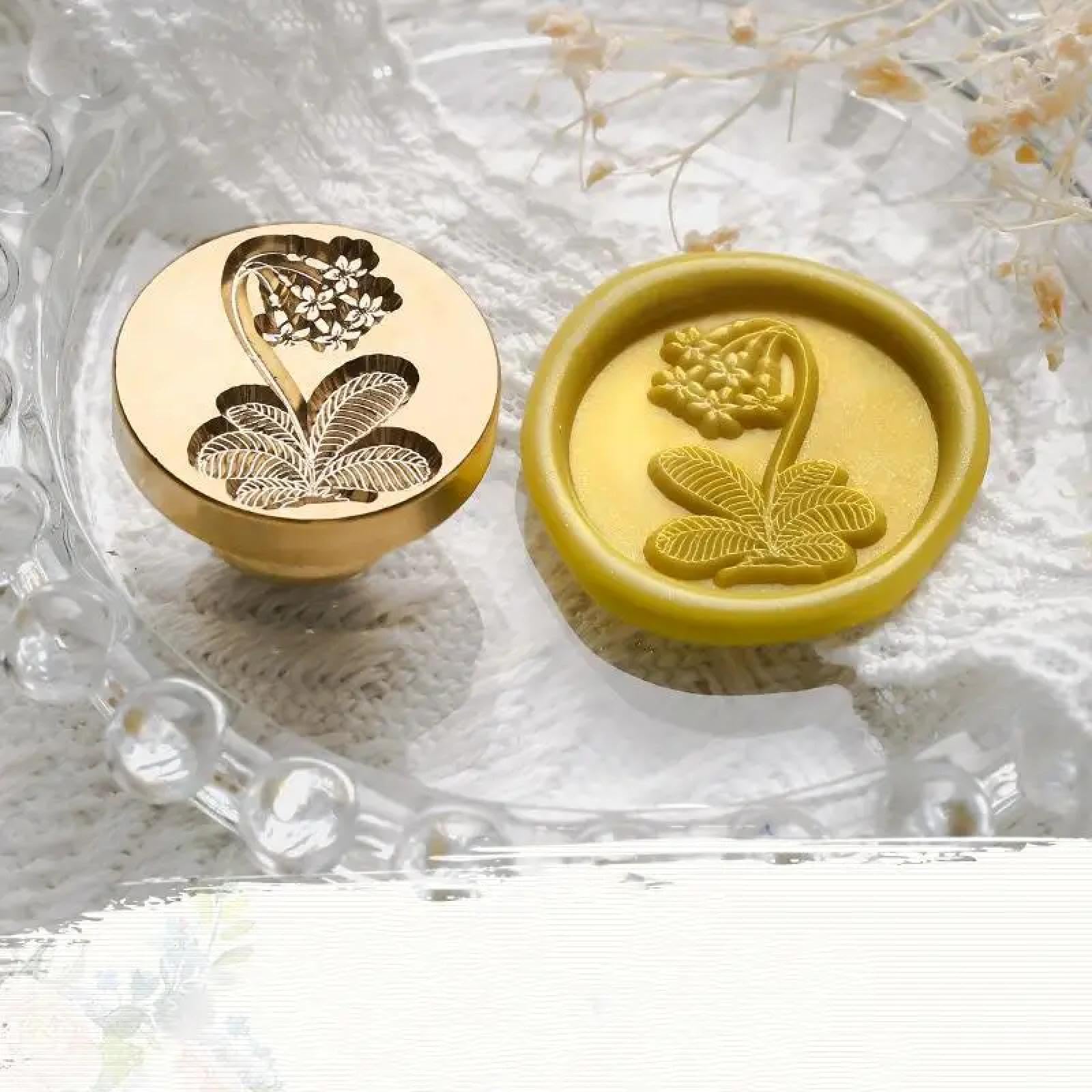 Sceau de cire laiton 2,5 cm motif plante pour gravure de cartes et invitations de mariage
