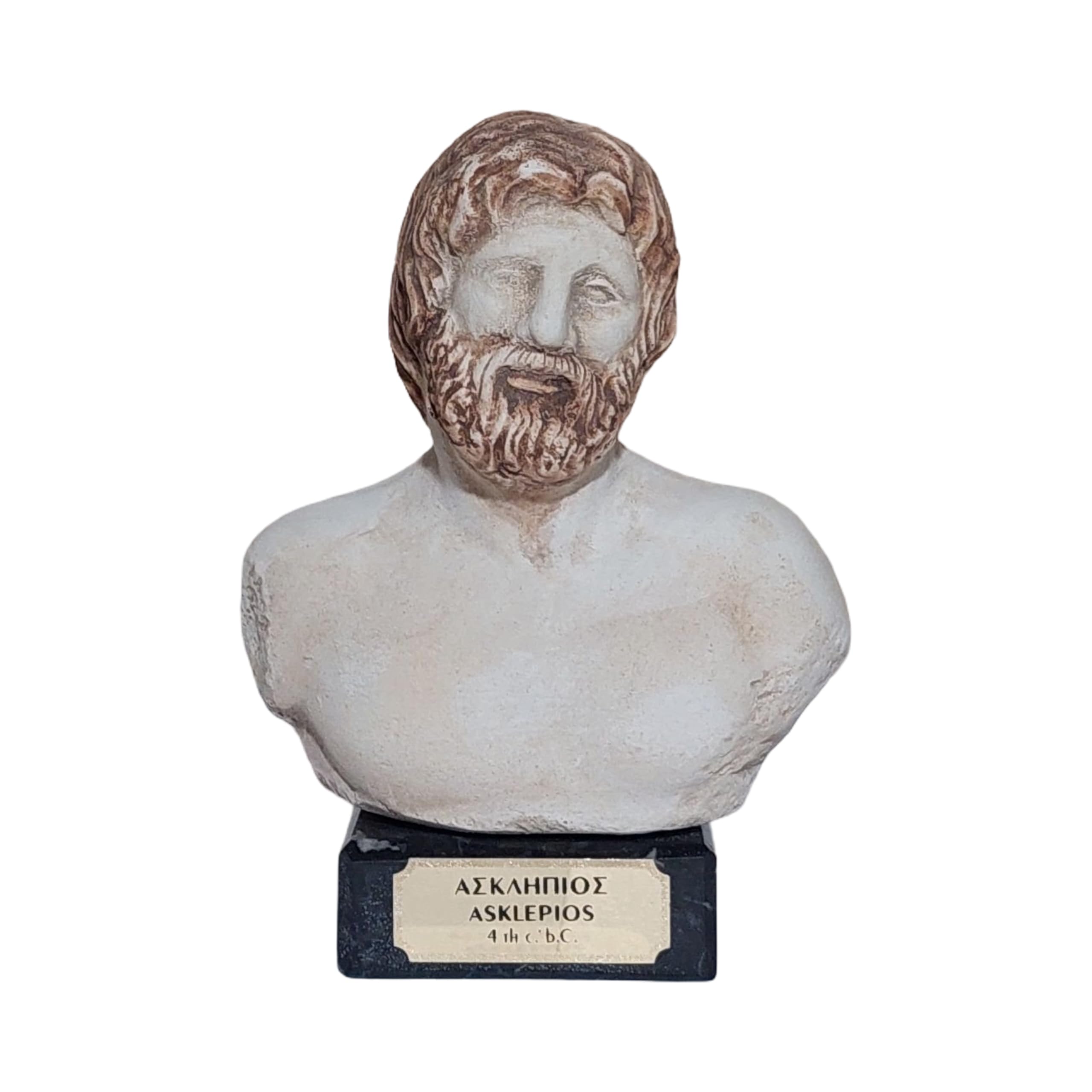 Asklepios Bust Sculpture God Of Healing Ancient Greek Mythology Statue On Marble Base, Multicolor, 12.50 Centimeters