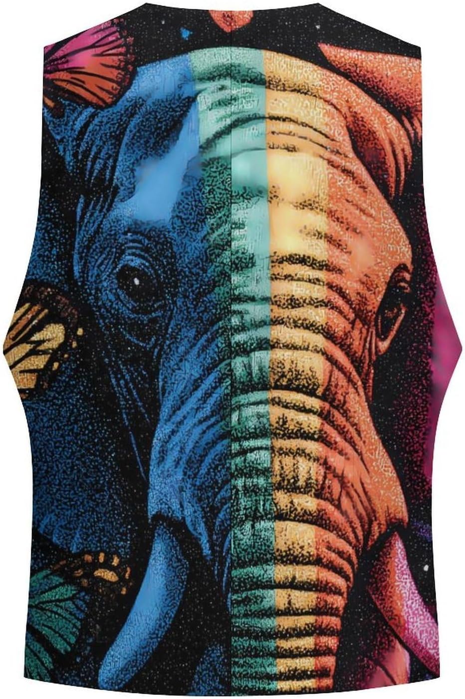 Rainbow Elephant Lgbt Butterflies Men's Suit Vest Business Tuxedo Dress Vests Waistcoat Wedding Party