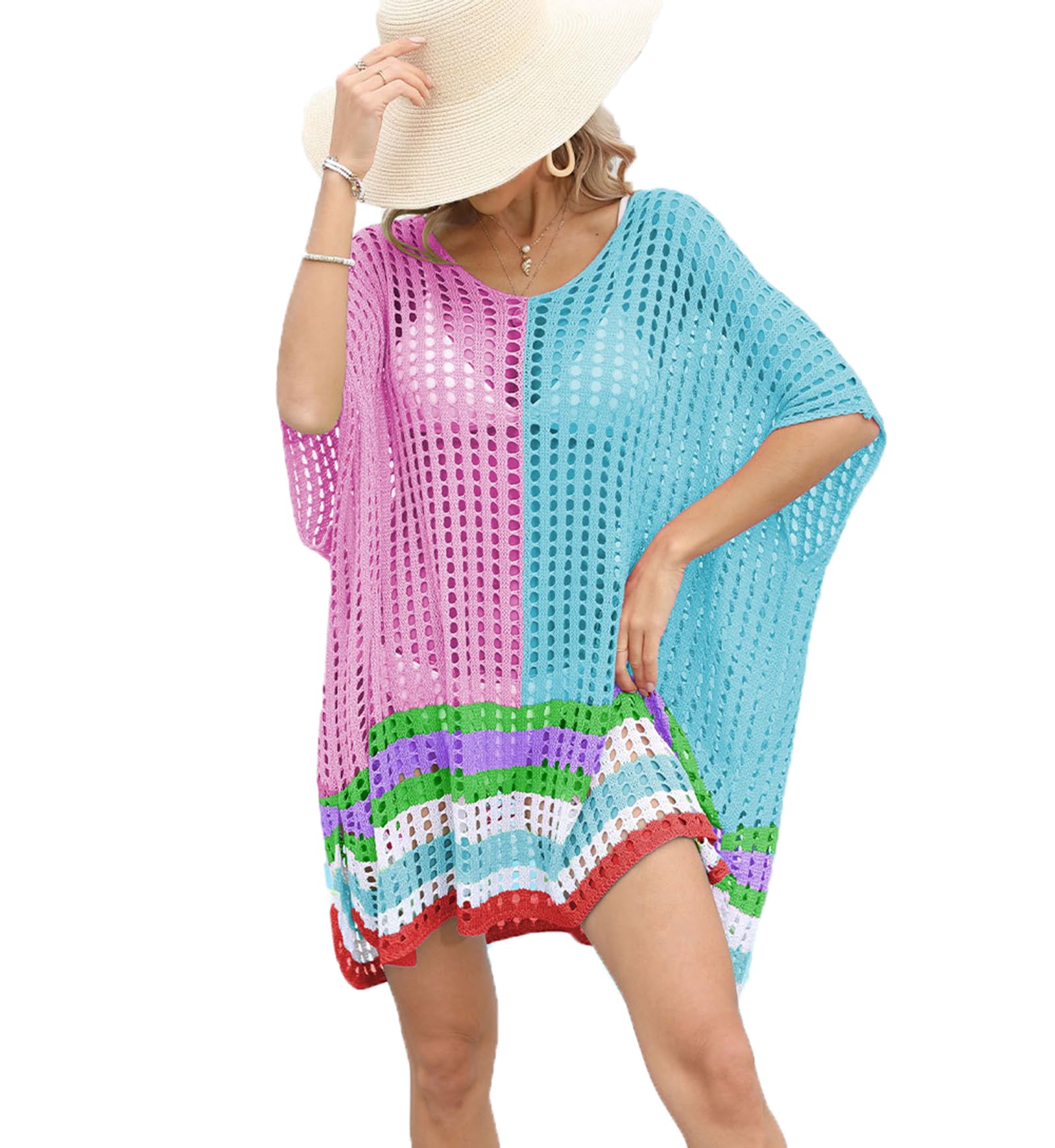 Vestito Estivo da Spiaggia da Donna Copricostume in Maglia con Intagli Top Copricostume Bikini A Taglio Largo