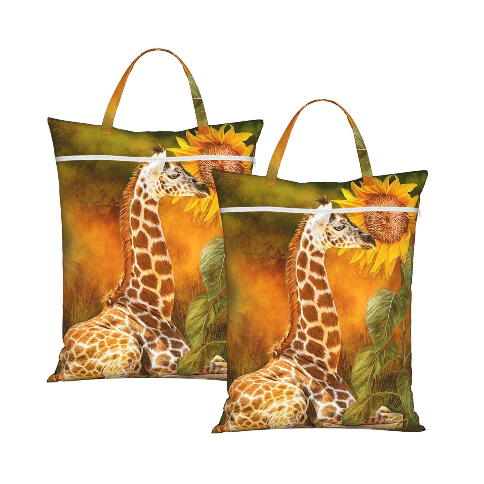 YFSGDLBN Giraffe and sunflower printed Travel dirty laundry bag clothes pack Storage Basket Bag