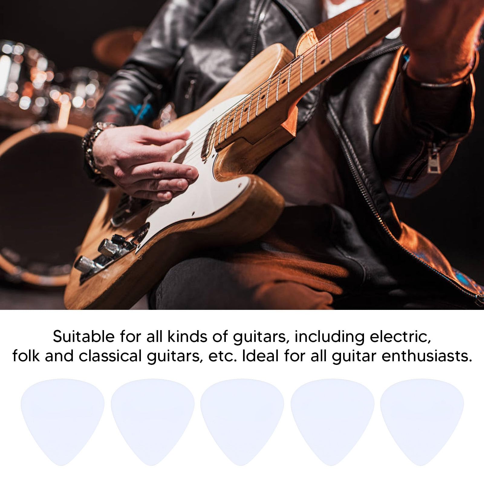 Guitar Picks 10 Pack, White Celluloid Plectrum Set including Comfortable Grip - Image 2