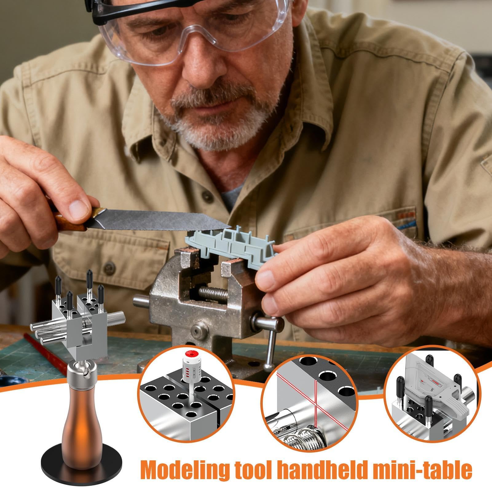 Piccola – Morsetto da tavolo per modellismo, postazione di lavoro | portatile artigianale | lega di alluminio resistente, hobby artigianato gioielli modellazione elettronica, 6 x 6 x 15,5 cm