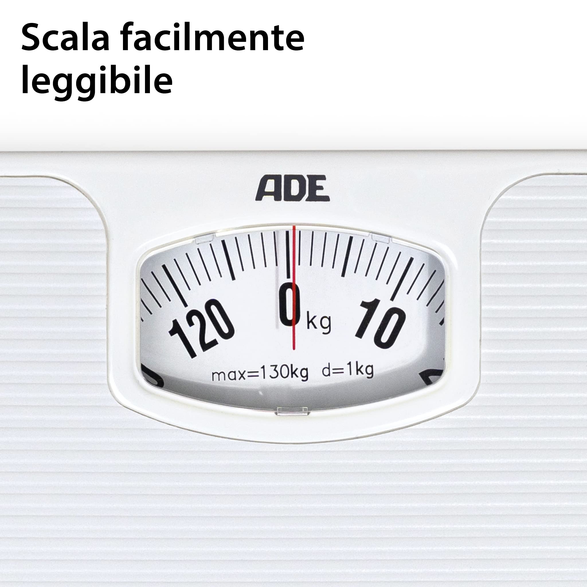 ADE Bilancia Pesapersone Meccanica Nina, Bilancia Pesapersone Analogica in Plastica Abs di Alta Qualità, Meccanismo in Metallo Solido, Scala di Facile Lettura, Bianca