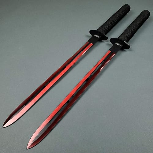 Miniatura 3 de Juego de 2 piezas de 25 pulgadas, espada de machete doble, Katana, funda de nailon para colección, regalo o deportes al aire libre