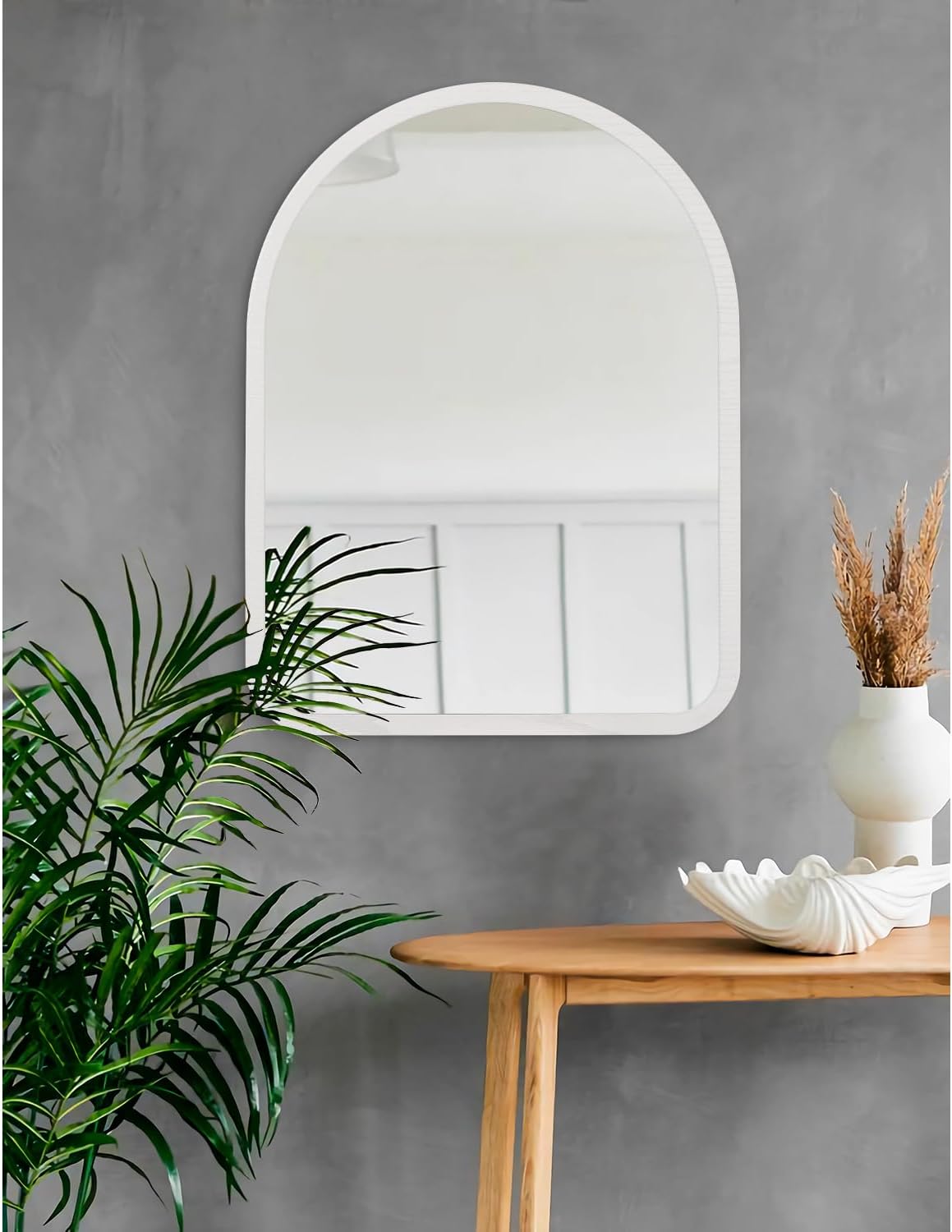 Arched Bathroom Vanity Mirror for Wall Decorative, Large 26" x 18" Rustic Mirror with Wood Frame for Wall Decor Farmhouse Mirror, Living Room Entryway Hallway