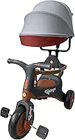Triciclo Infantil Unitoys Vintage Com Empurrador Dirigivel, Capota Retratil e Removivel, Proteção Lateral