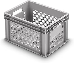 1a-TopStore Eurobox Stapel- und Transportkasten, durchbrochen, perforiert, offene Griffe, verschiedene Größen (40x30x24 cm)