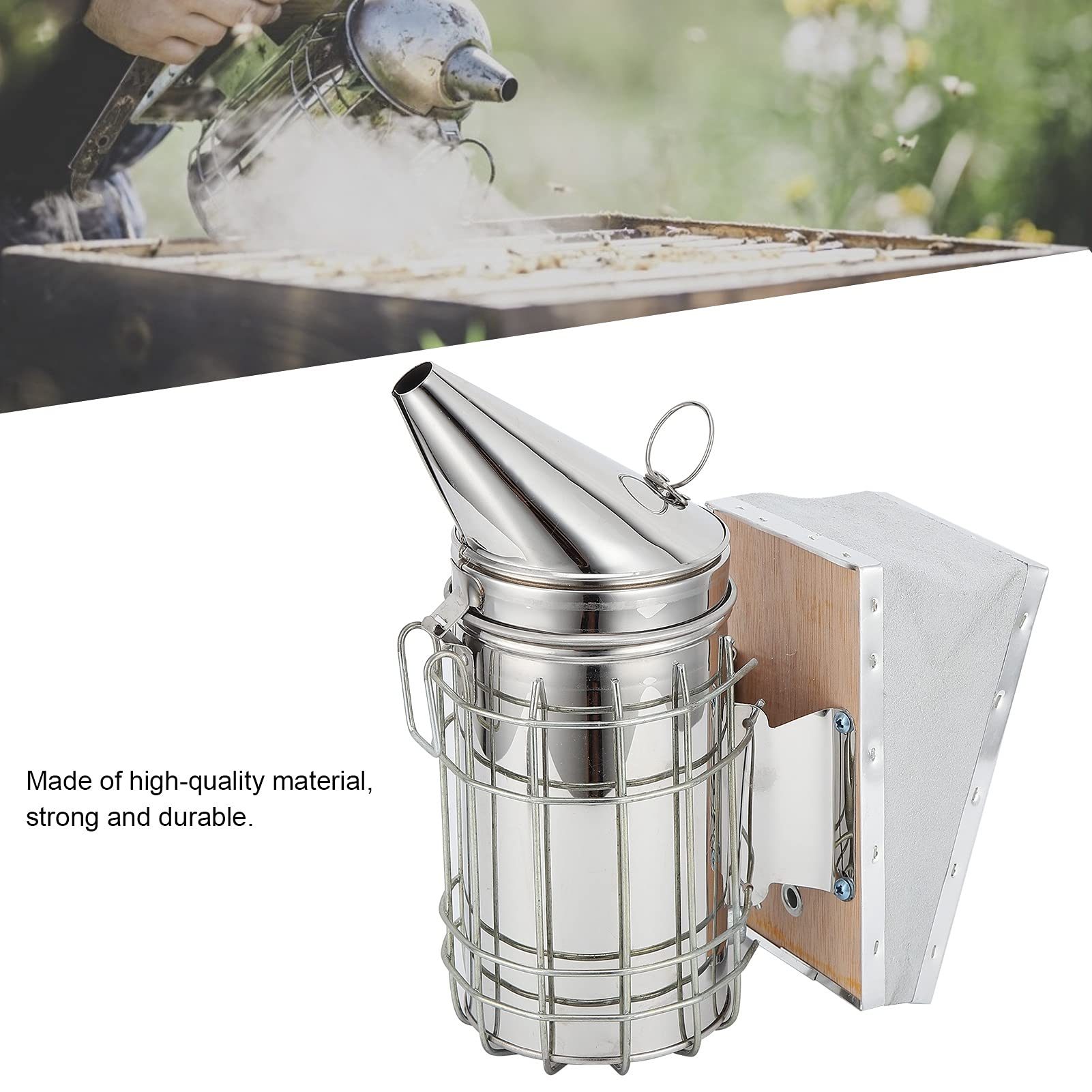 Bienenzucht-Zubehör-Set, Edelstahl-Bienenraucher Mit Hitzeschild, Handschuhen, Bürste, Drahteinbettung, Entdeckelungswerkzeug, Rahmenclip, Bienenstockwerkzeug. Perfekt Für Imker Aller Stufen