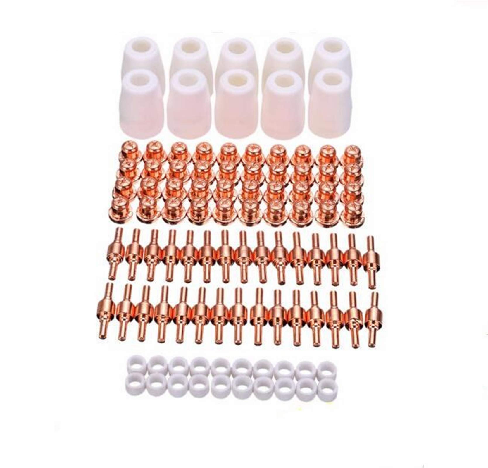 Qiang Han 100pcs Air Plasma Cutting Electrode Nozzle Plasma Cutter Consumables Accessory Fit Cut40 50 with Plasma Cutter Torch PT31 LG40