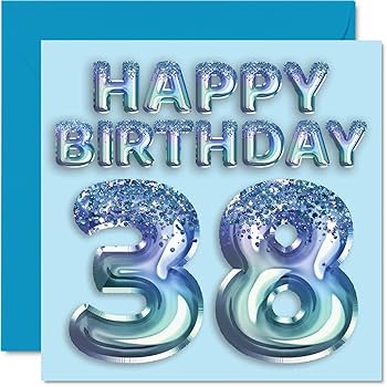 お誕生日カード Amazon | Stuff4 38歳の誕生日カード 男性用 ブルーグリッター