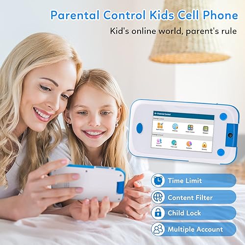 Miniatura 5 de Teléfono para niños, llamadas y mensajes, teléfono de juguete para niños de 3 a 6 años, regalos de Navidad, cumpleaños, control parental, teléfono